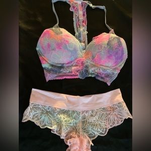 Victoria’s Secret pink tie dyed bralette and panty set
